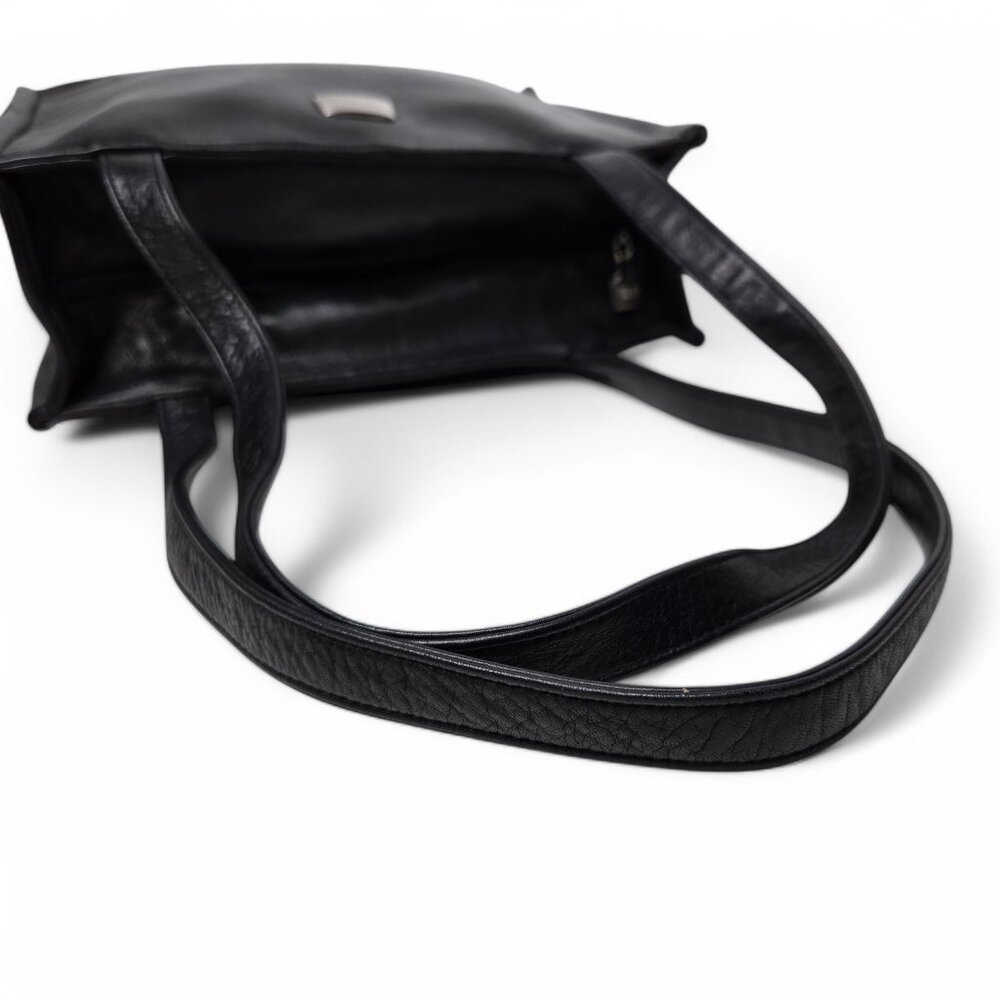 Perlina Black Soft Leather Shoulder Purse Women's Boxy Zip Top Classic Look - Picture 5 of 11